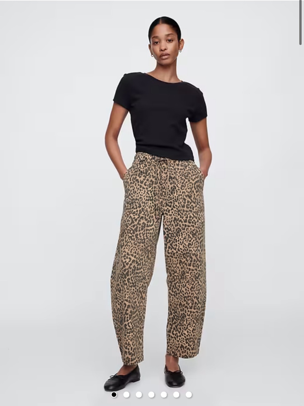 Gap Factory Mid Rise Soft Pull-On Barrel Jeans Pants Large Petite Leopard
